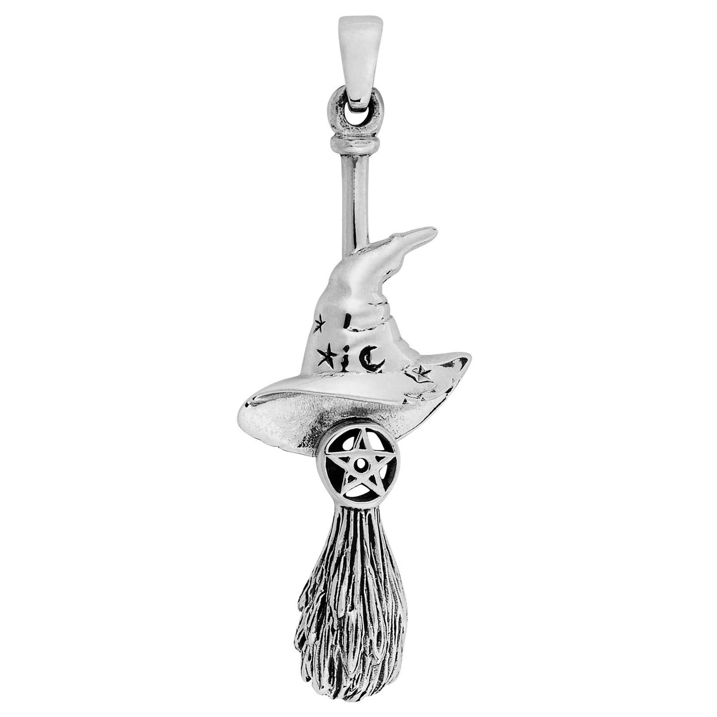 Sterling Silver Witches Besom Hat Pendant