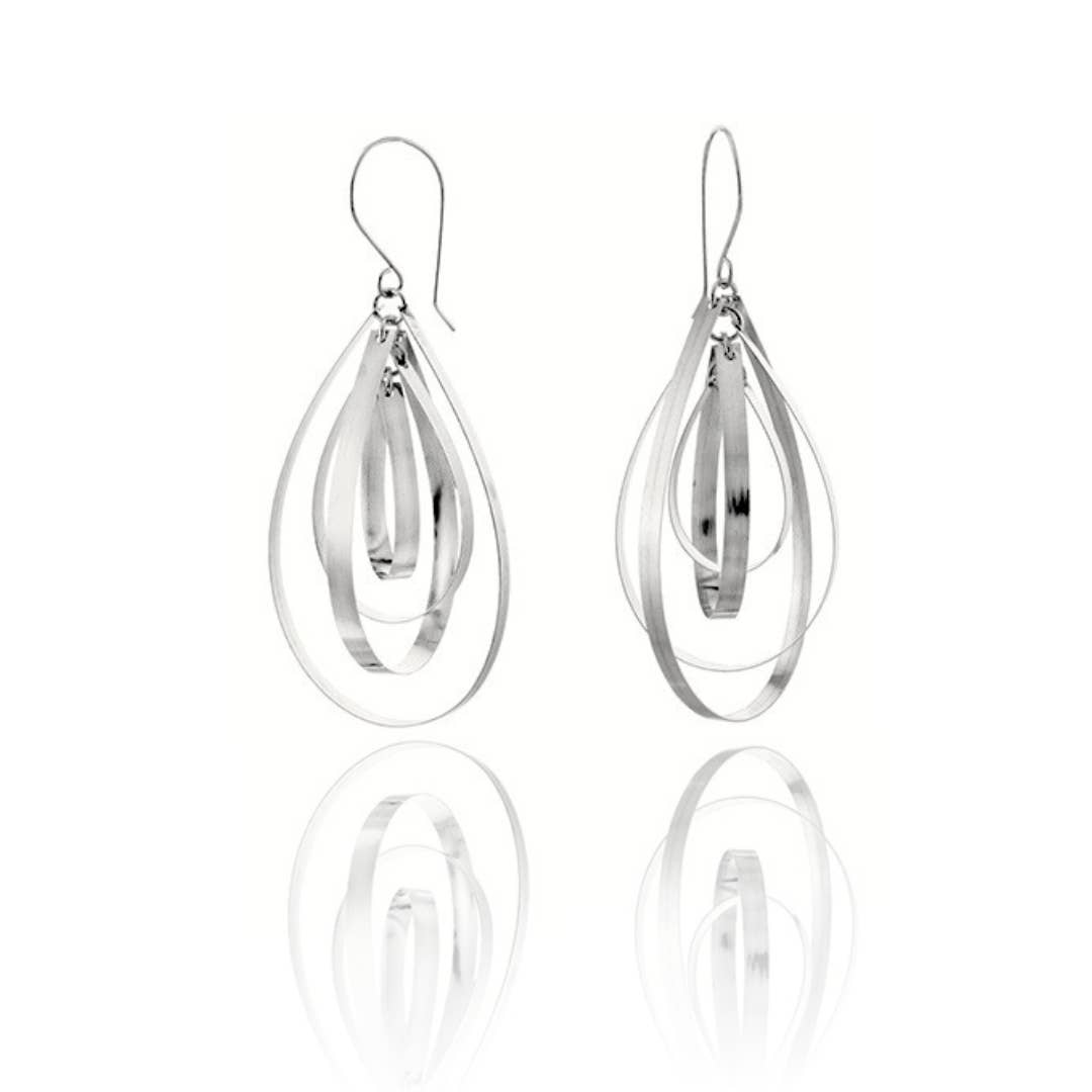 Sterling Silver Layered Teardrop Dangle Earrings