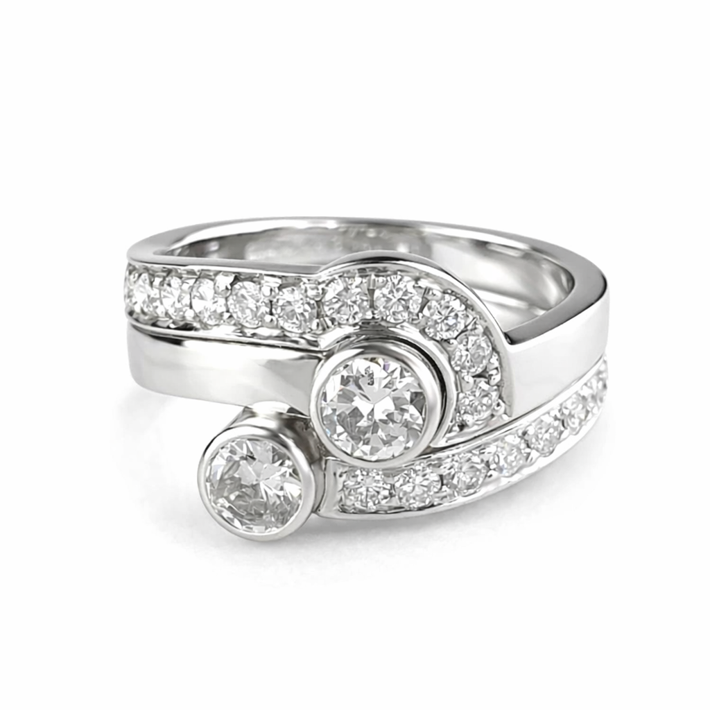 Twin Solitaire Bypass Women Ring