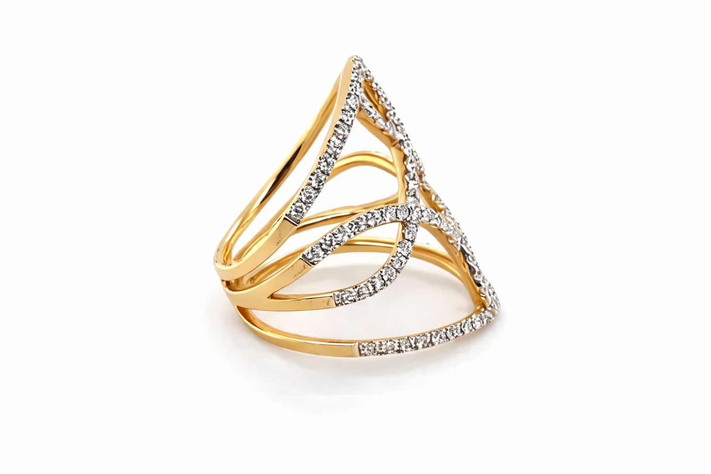 Criss-Cross V-Frame Diamond Women Ring