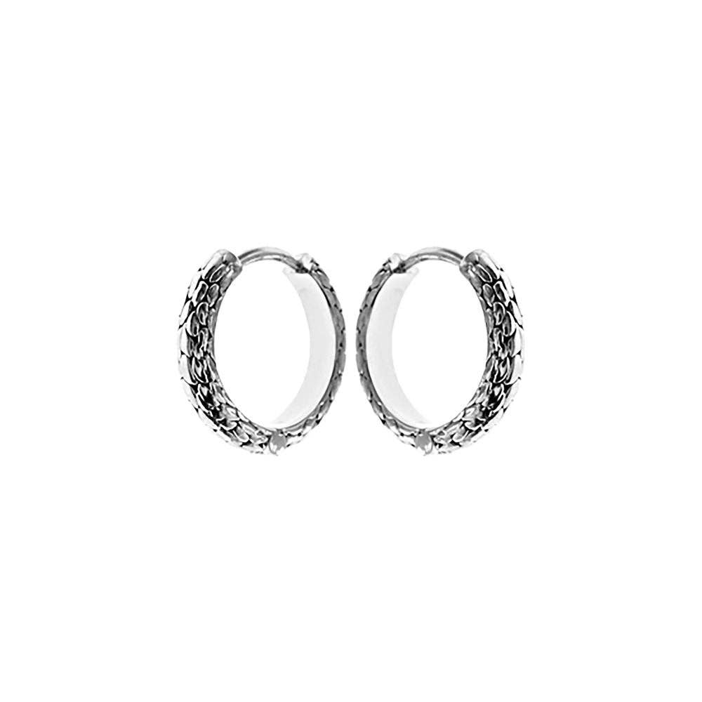 Sterling Silver Snakeskin patterned hoops