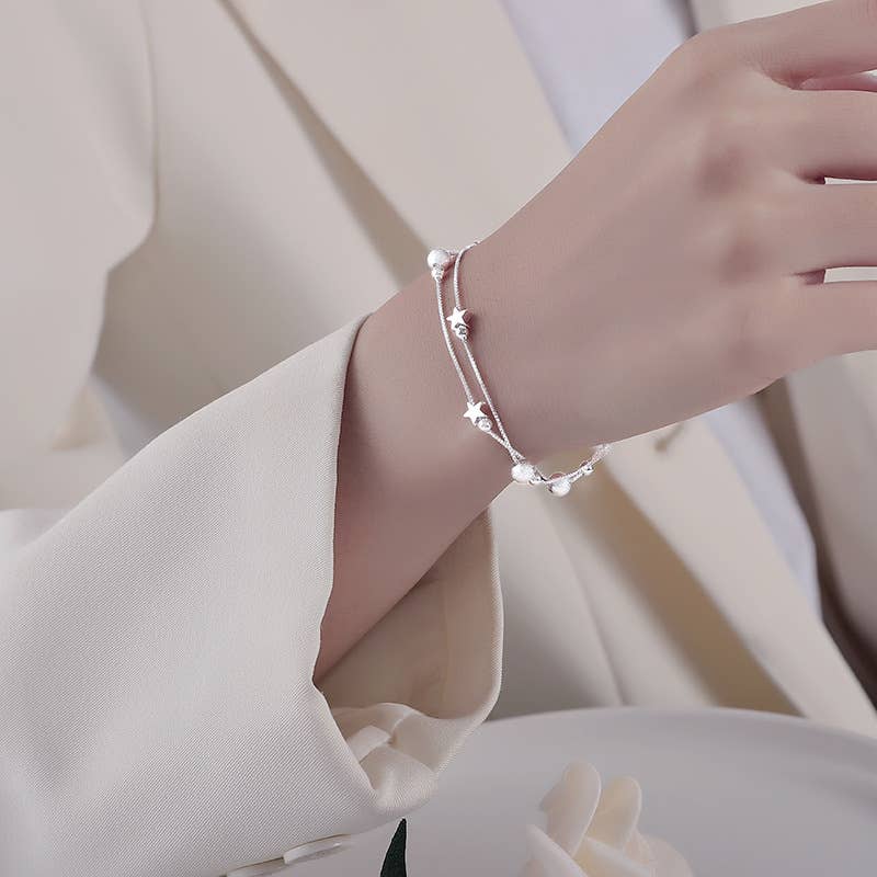 Sterling Silver Moon & Star Bracelet