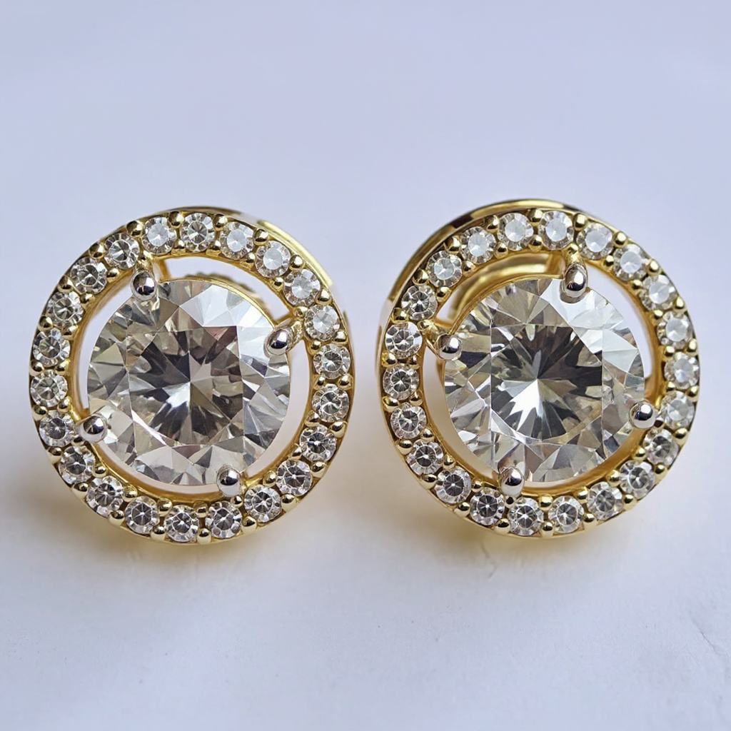 Celeste Halo Solitaire Diamond Studs