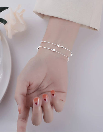 Sterling Silver Moon & Star Bracelet