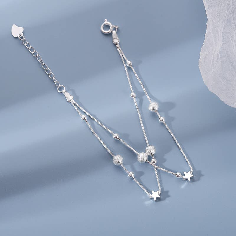 Sterling Silver Moon & Star Bracelet