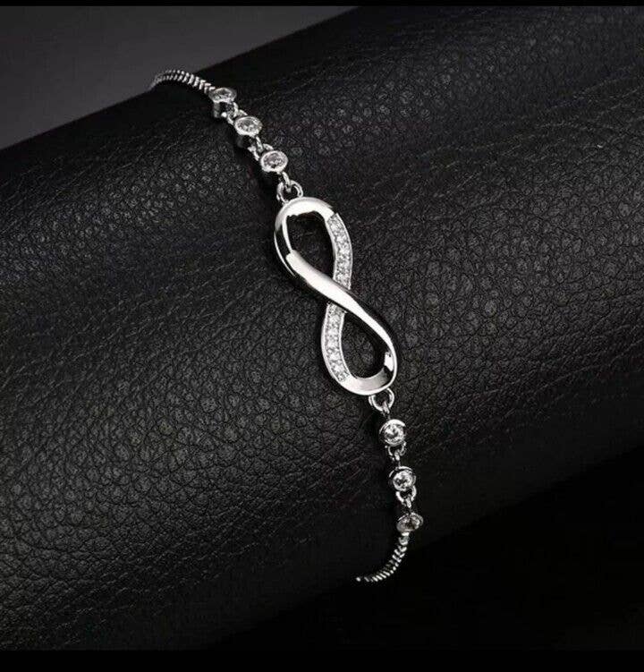 Sterling Silver Infinity Studded Bracelet