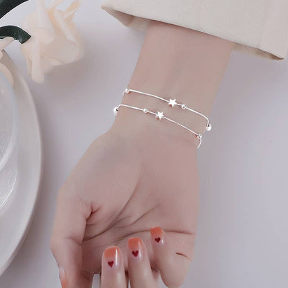 Sterling Silver Moon & Star Bracelet