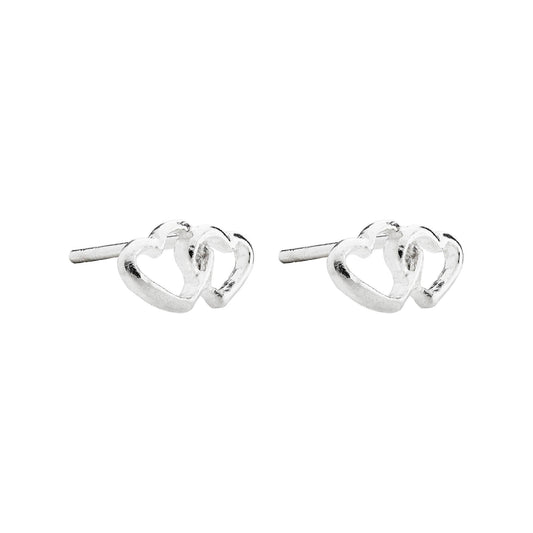 Sterling Silver Double Heart Studs