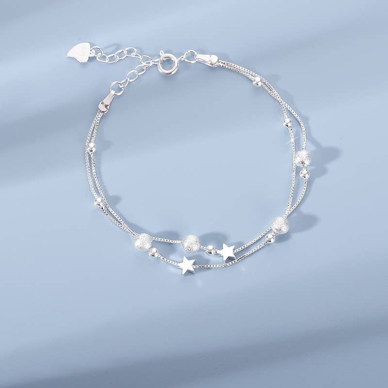 Sterling Silver Moon & Star Bracelet