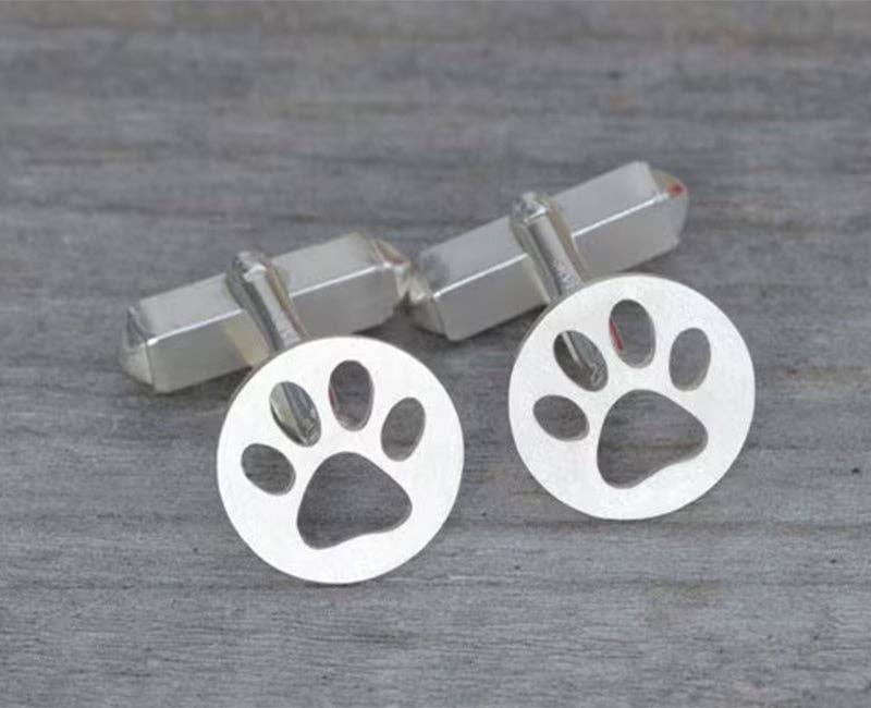 Paw Print Cufflinks in Sterling Silver