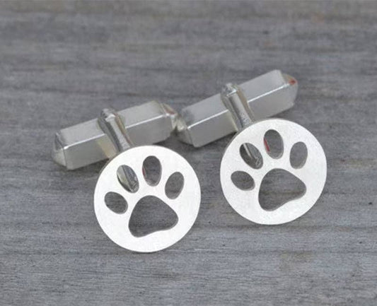 Paw Print Cufflinks in Sterling Silver