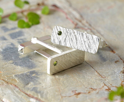 Hammered Cufflinks in Sterling Silver