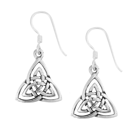 Sterling Silver Triple Triquetra Goddess Earrings