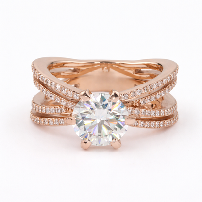 Multi-Band Pave Diamond Women Engagement Ring