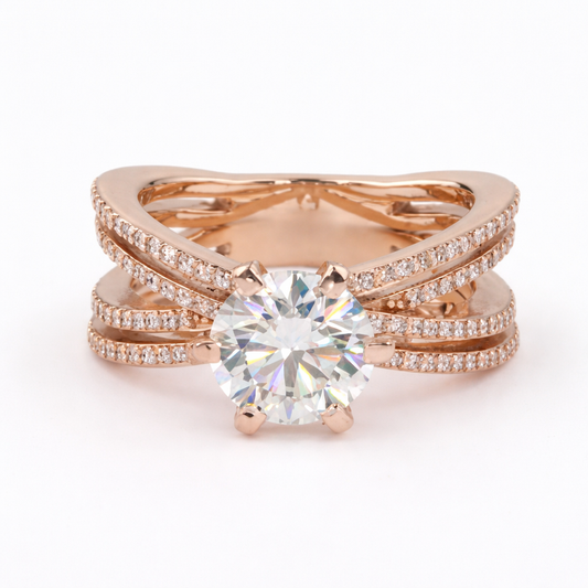 Multi-Band Pave Diamond Women Engagement Ring