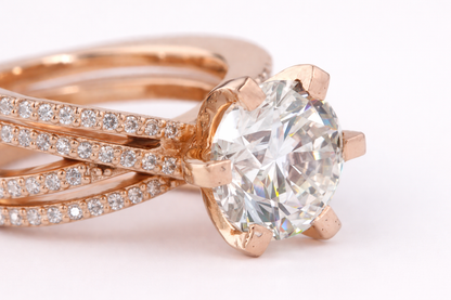 Multi-Band Pave Diamond Women Engagement Ring