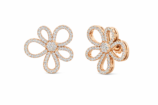 Diamond Floral Stud Bridal Earrings