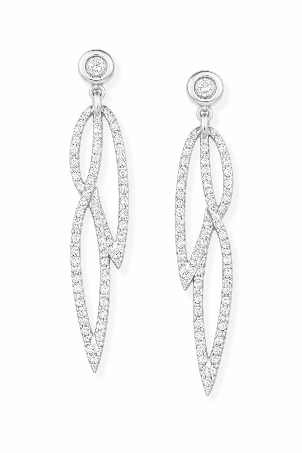 Triple Marquise Diamond Drop Bridal Earrings
