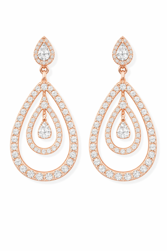 Pear Halo Teardrop Bridal Earrings