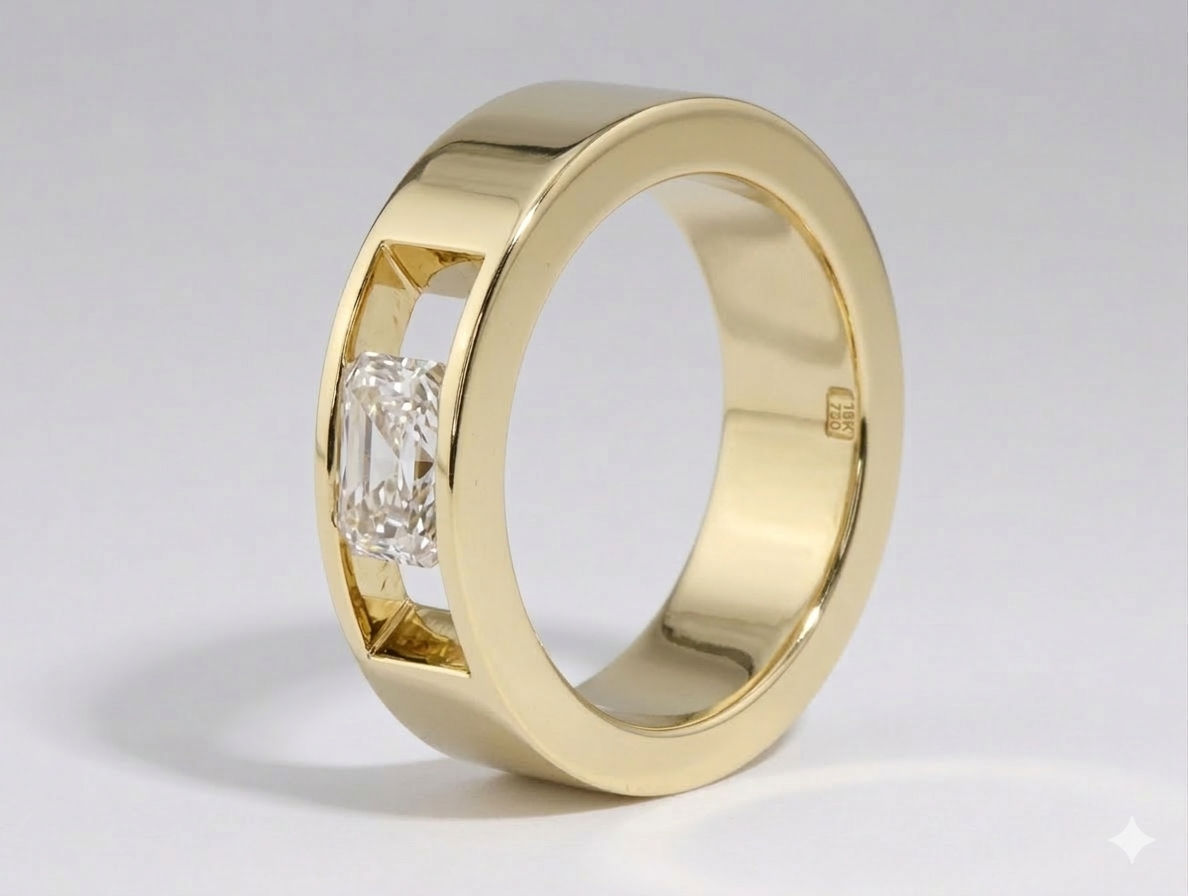 Men's Minimalist Diamond Wedding Band