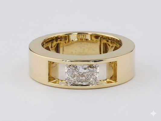 Men's Minimalist Lab Grown Diamond Wedding Band – 9K Gold Wedding Ring UK