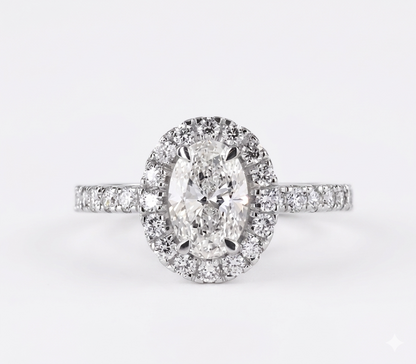 Oval Halo Solitaire Lab Grown Diamond Women Ring – IGI Certified Diamond Ring UK