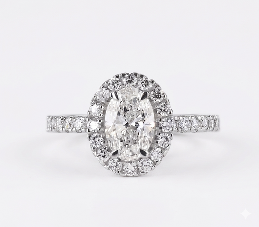 Oval Halo Solitaire Lab Grown Diamond Women Ring – IGI Certified Diamond Ring UK