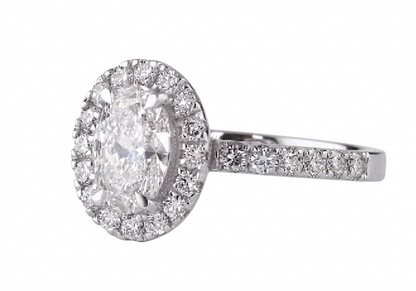 Oval Halo Solitaire Women Ring
