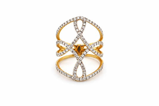 Criss-Cross V-Frame Diamond Women Ring
