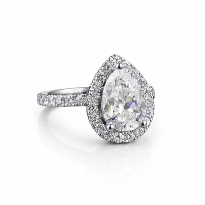 Pear Halo Solitaire Lab Grown Diamond Women Ring – Diamond Engagement Ring UK
