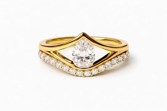 Pear Open Frame Set Women Ring