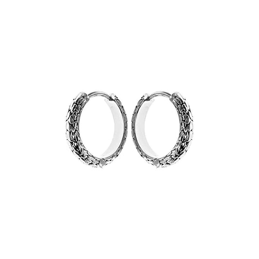 Sterling Silver Snakeskin patterned hoops