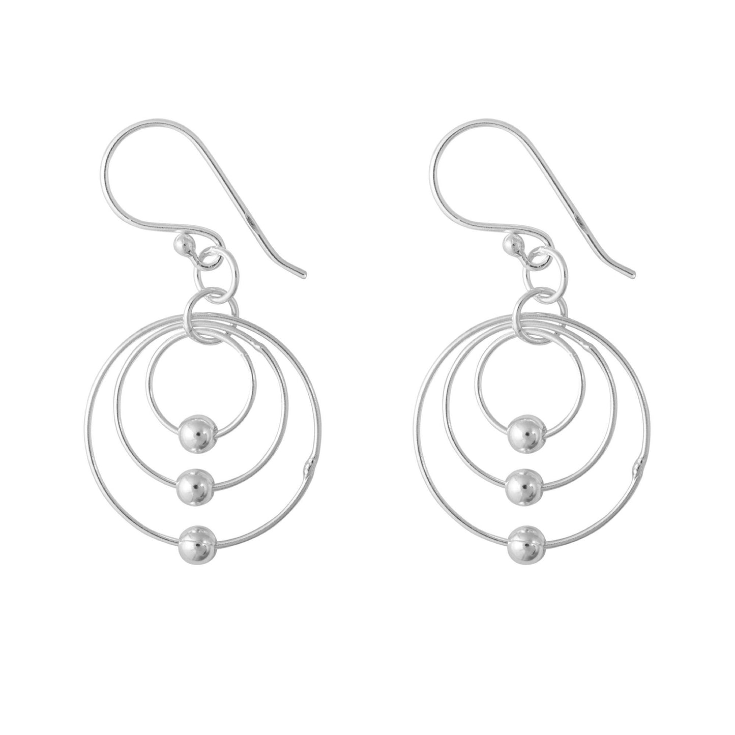 Sterling Silver Round Drop Earrings
