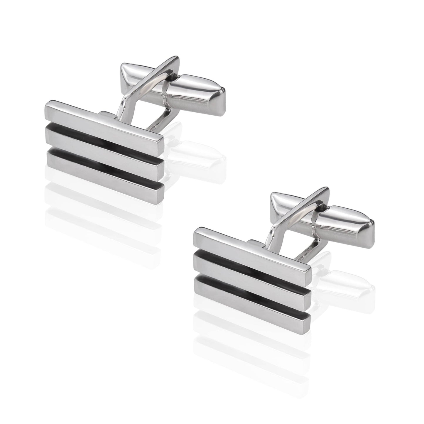 Triple Bar Cufflinks in Sterling Silver