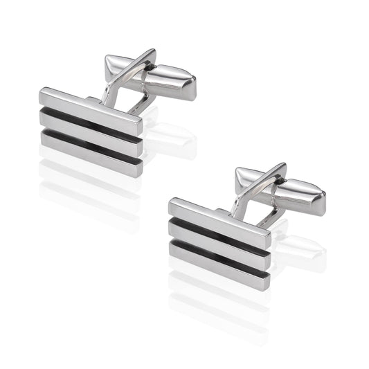 Triple Bar Cufflinks in Sterling Silver