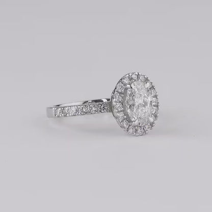 Oval Halo Solitaire Women Ring