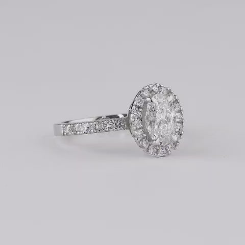 Oval Halo Solitaire Women Ring