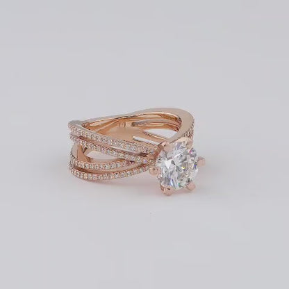 Multi-Band Pave Diamond Women Engagement Ring