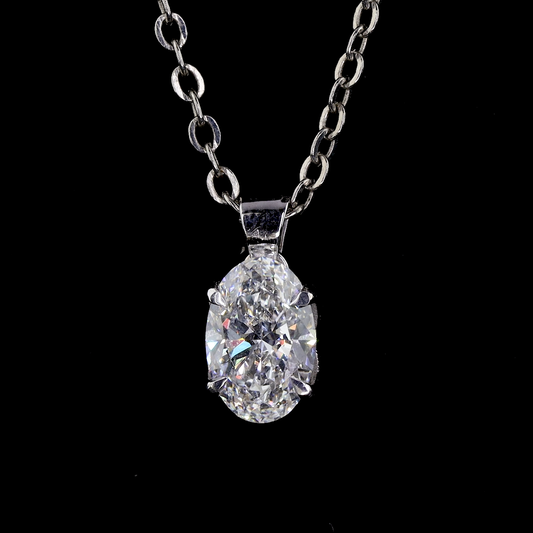 Oval Solara Pendant – White Gold